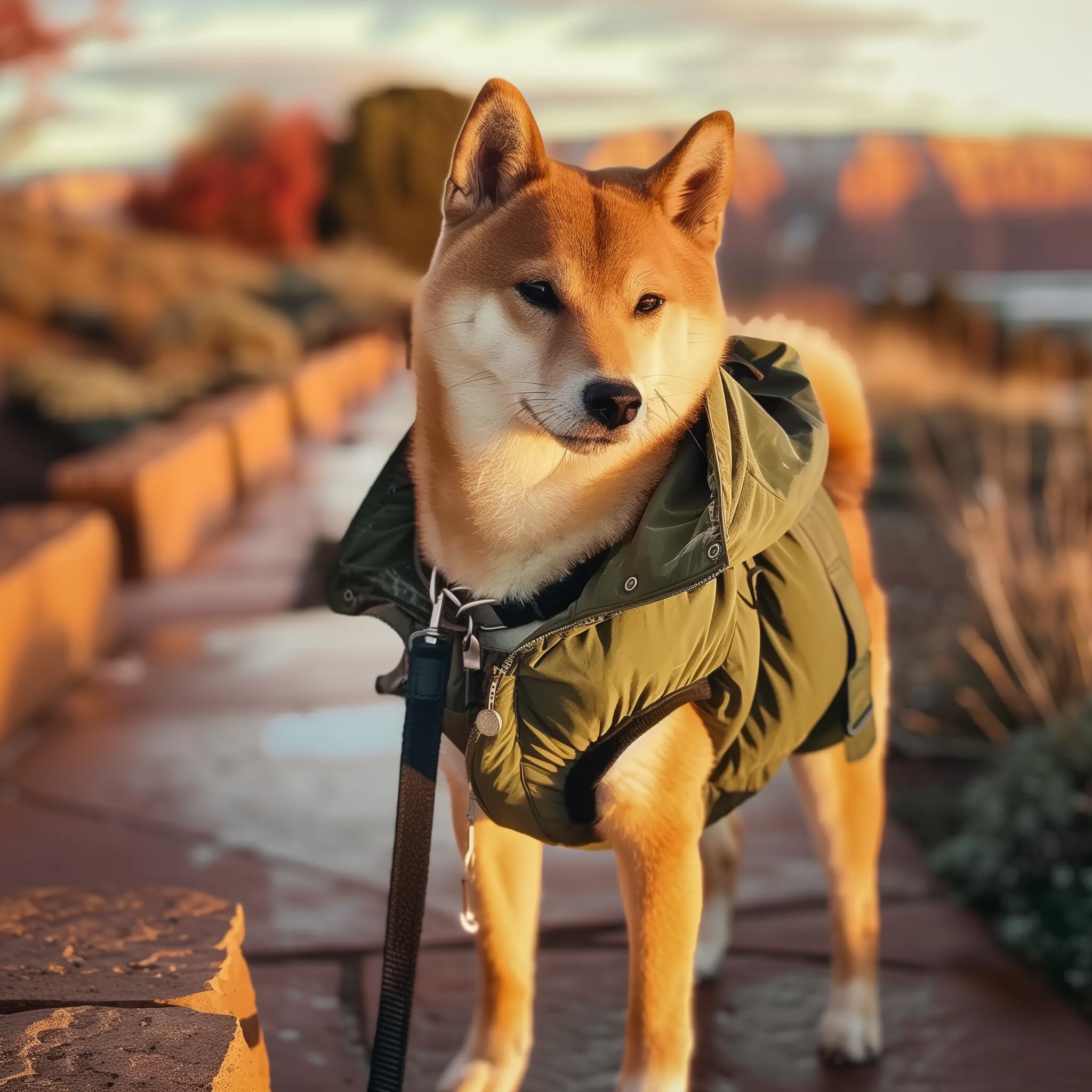 en hund har vinterjakke på